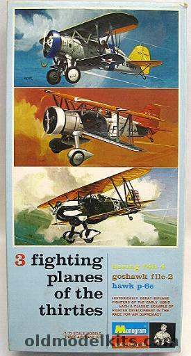 Monogram 1/72 3 Fighting Planes of the Thirties F4B-4 / F11C-2 /P-6E - Blue Box Issue - (F4B4 F11C2), PA216-200 plastic model kit